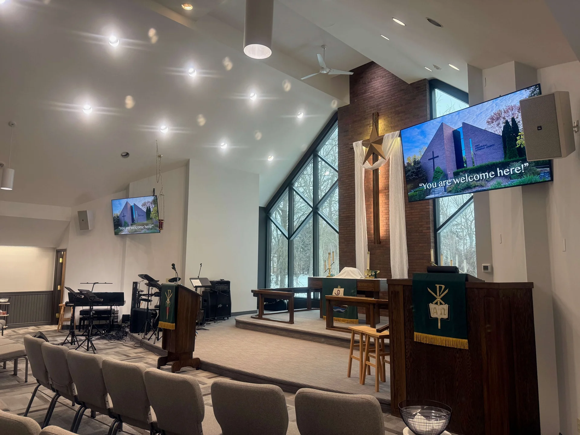 The sanctuary and altar at First Lutheran Church